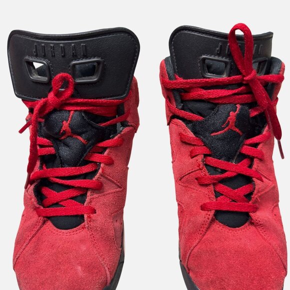Nike Air Jordan 6 Retro "Toro Bravo" Red/Black Suede High Top Sneakers Kids 3Y - Picture 8 of 8
